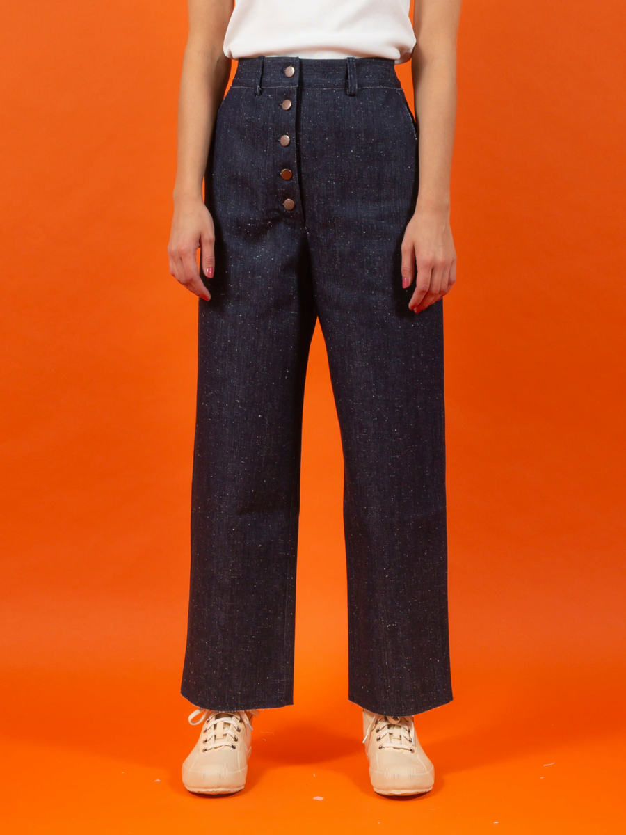 JAPANESE RAW Denim Button Pants Blue SIGHTLINE