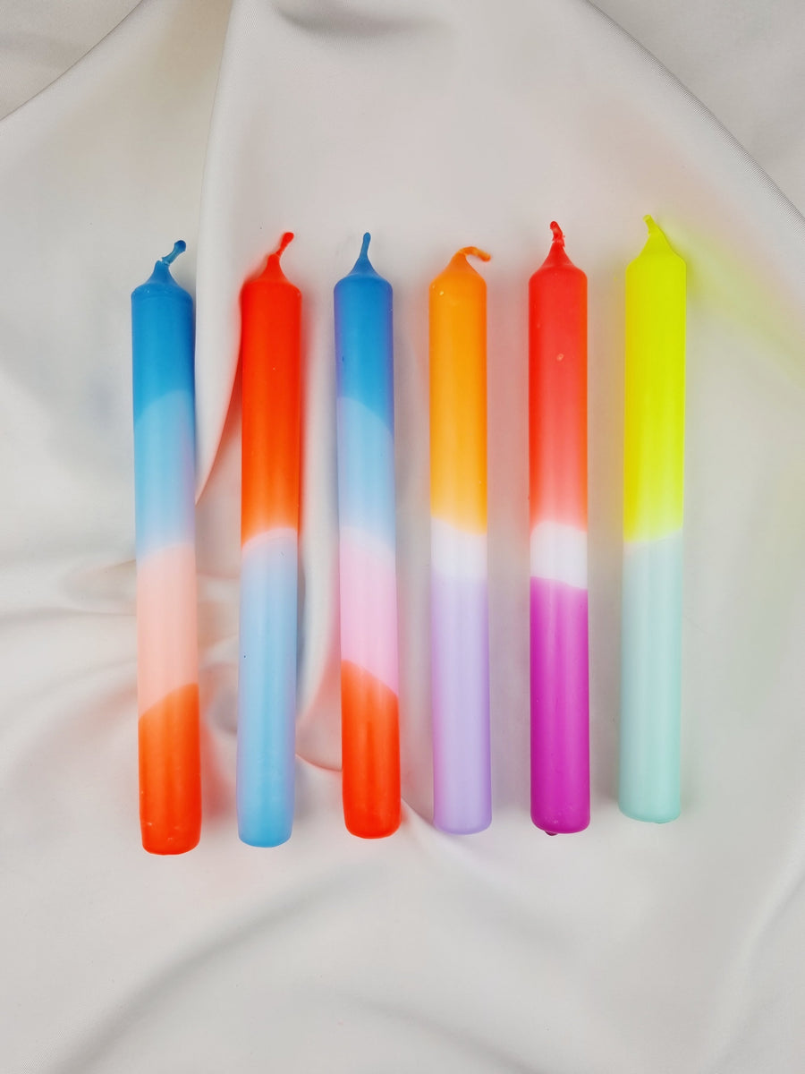 Neon Orange Dip Dye Candle