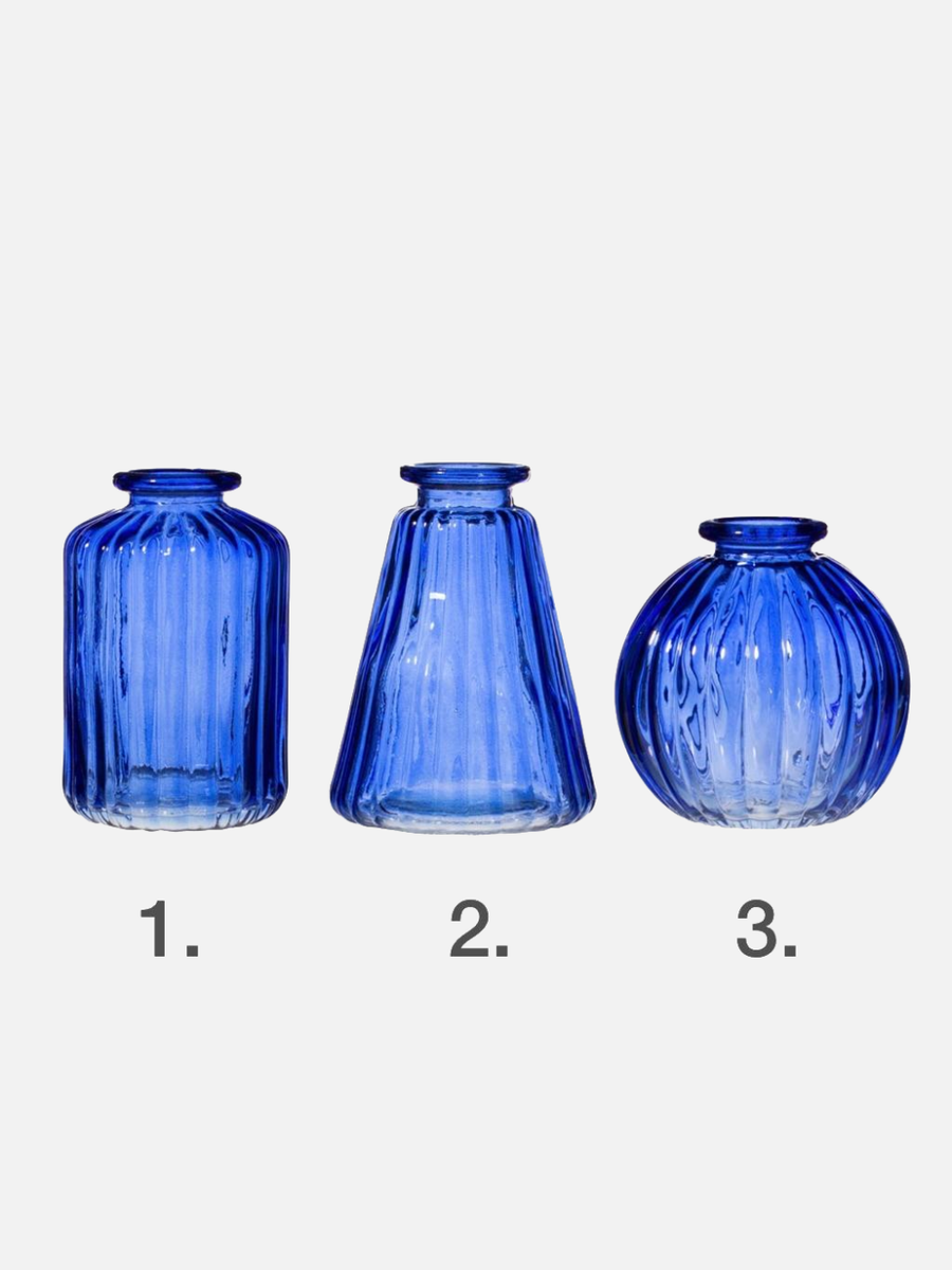 Cobal Blue Glass Bud Vase 3 variants - PICK UP ONLY