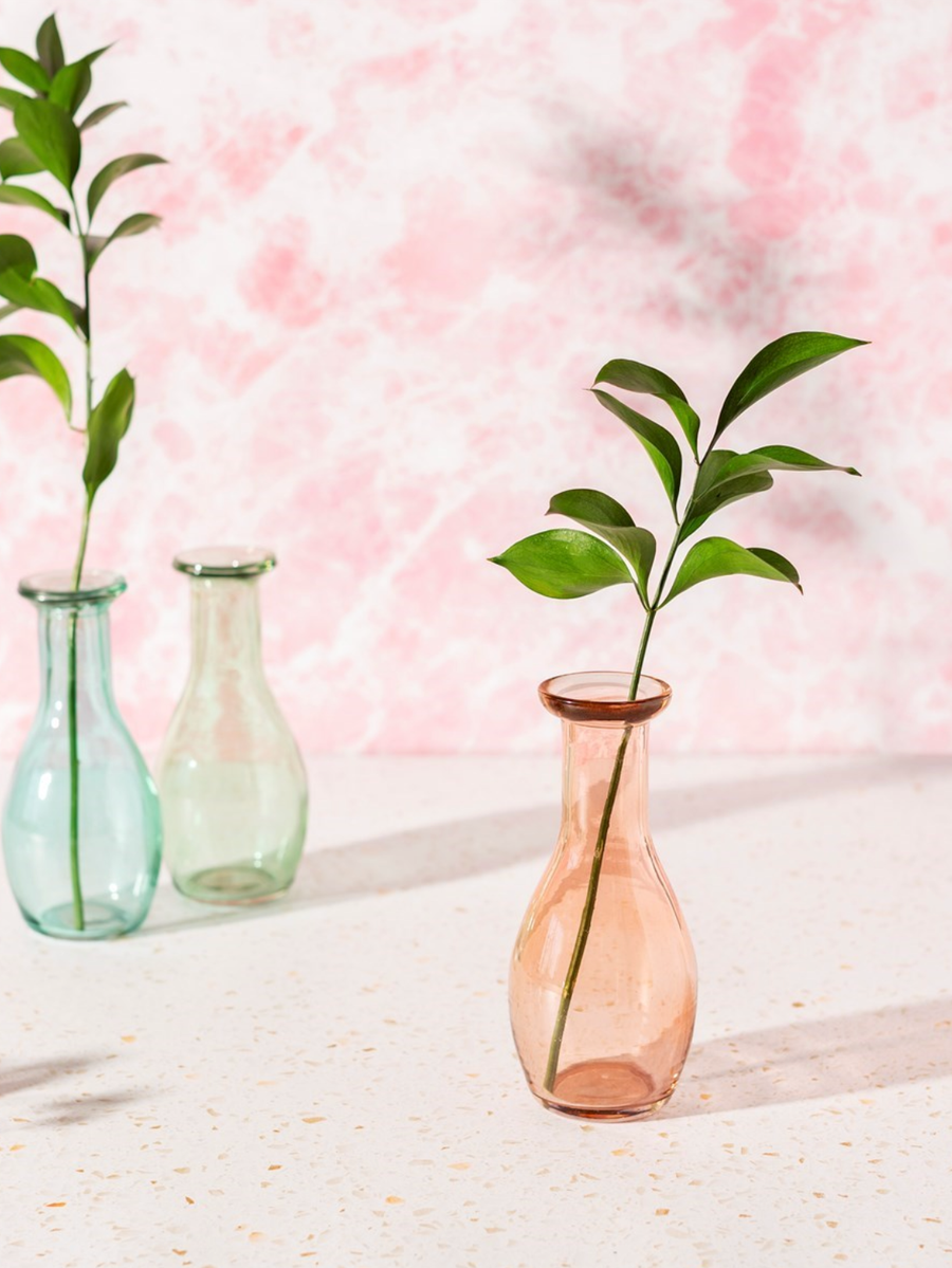 Recycled Glass Bud Vase Pale Pink - PICK UP ONLY