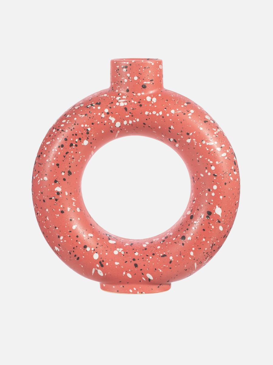 Red Speckled Circle Vase Large