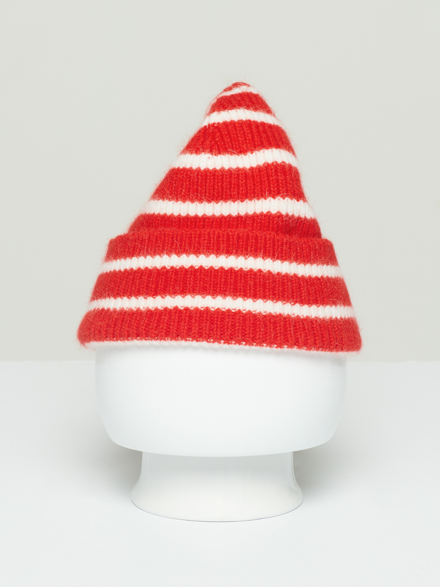 LE BONNET Beanie Crimson Stripe Red