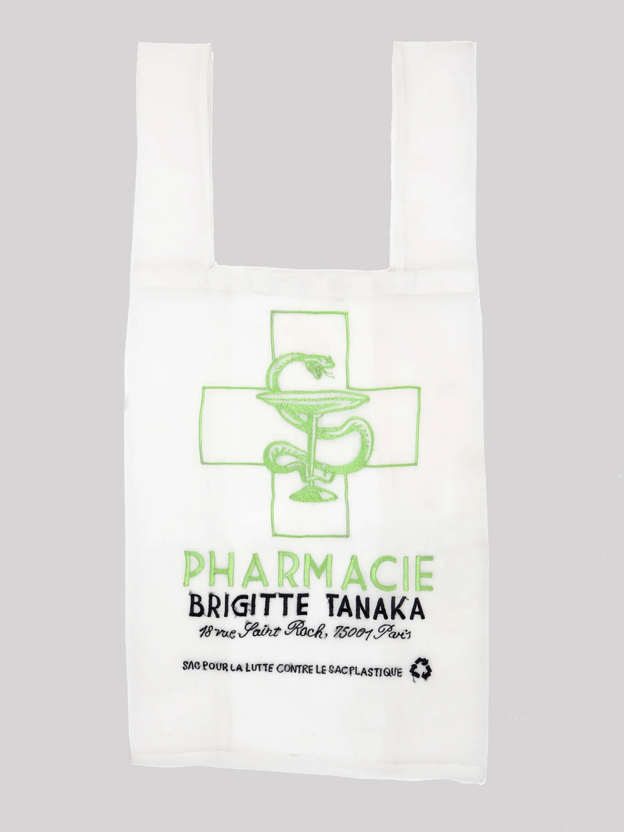 PHARMACIE bestickte Tasche aus Organza